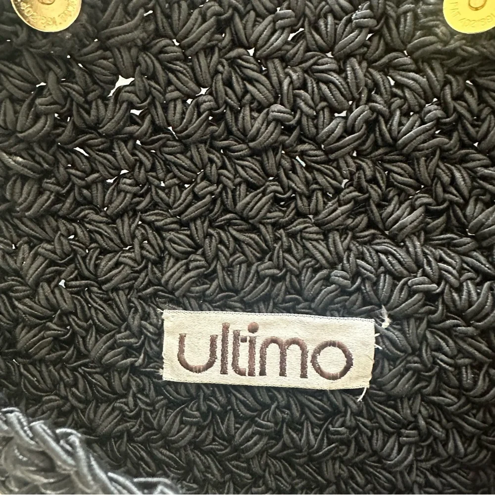 Vintage Ultimo Woven Cord Minimalist Clutch Evening Bag in Black